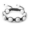Bracelet Shamballa perles howlite blanc - 1566 (Lot 50 pcs)